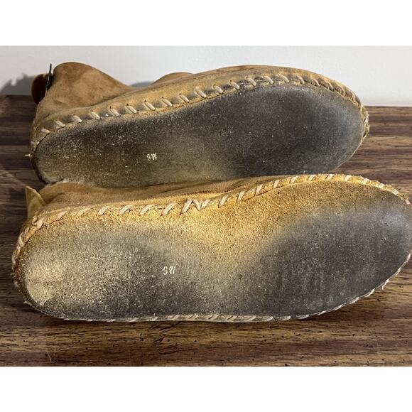 LL Bean Mens 9 Wide Wicked Good Slippers Suede Shearling Bootie Mocs - Picture 9 of 10